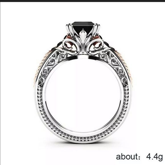 New 925 Silver Black Sapphire women’s Ring - Picture 4 of 6